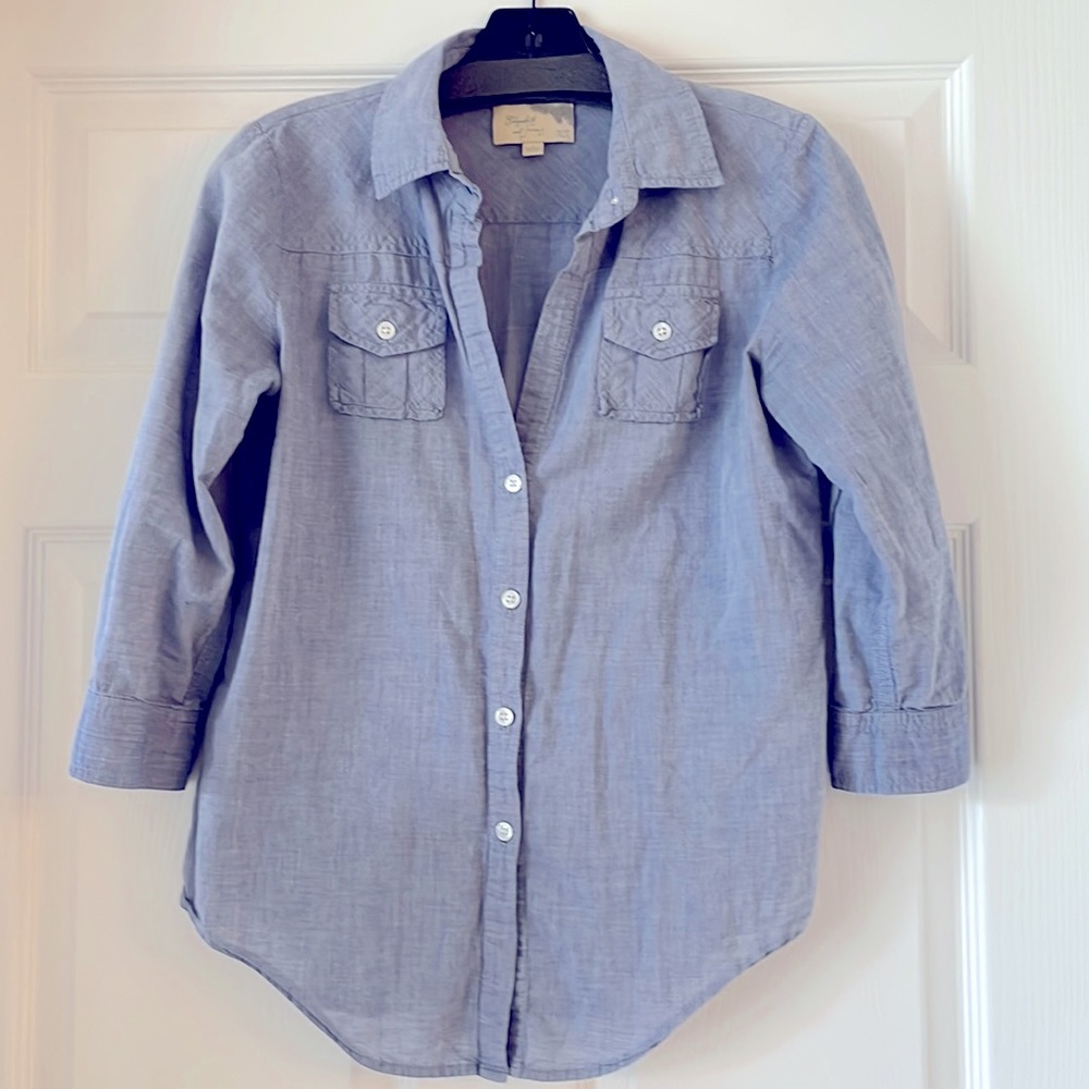 Elizabeth and James Blue Button Down Shirt